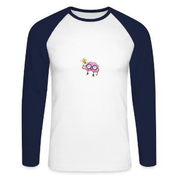 Gehirn Idee Comic Hand gezeichnet - Unisex Baseballshirt langarm - Weiß/Navy - Vorne - Nik (191cm)