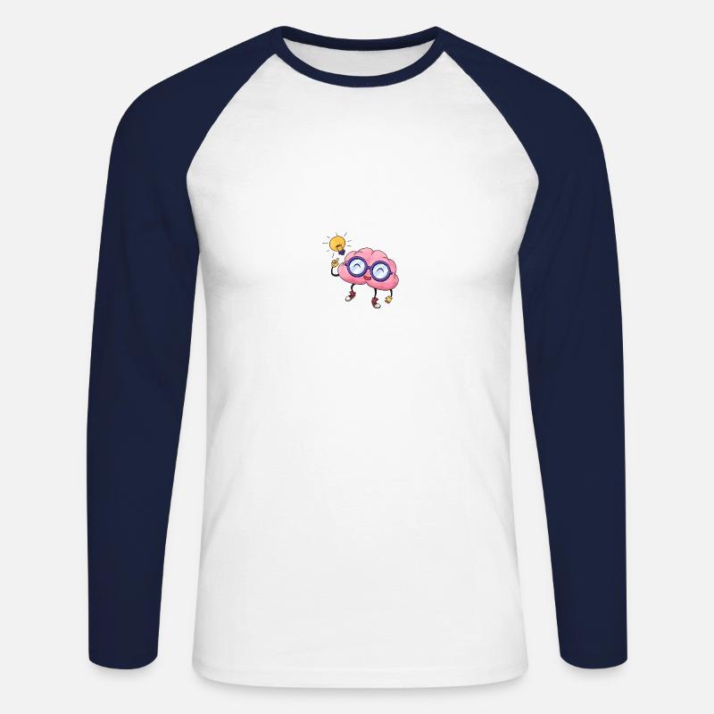 Gehirn Idee Comic Hand gezeichnet - Unisex Baseballshirt langarm - Weiß/Navy