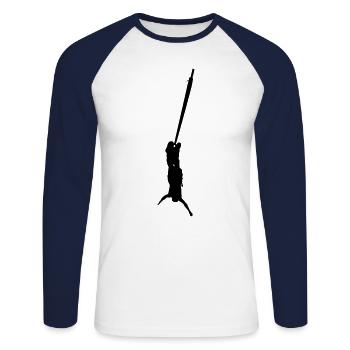 bungee springen - Unisex Baseballshirt langarm - Weiß/Navy - Vorne - Nik (191cm)