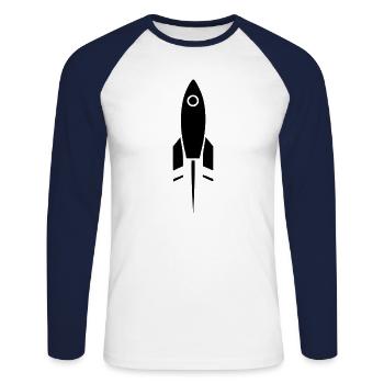 rocket - Unisex Long Sleeve Baseball T-Shirt - white/navy - Front - Nik (191cm)