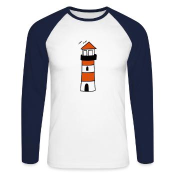 Lighthouse - Unisex Long Sleeve Baseball T-Shirt - white/navy - Front - Nik (191cm)