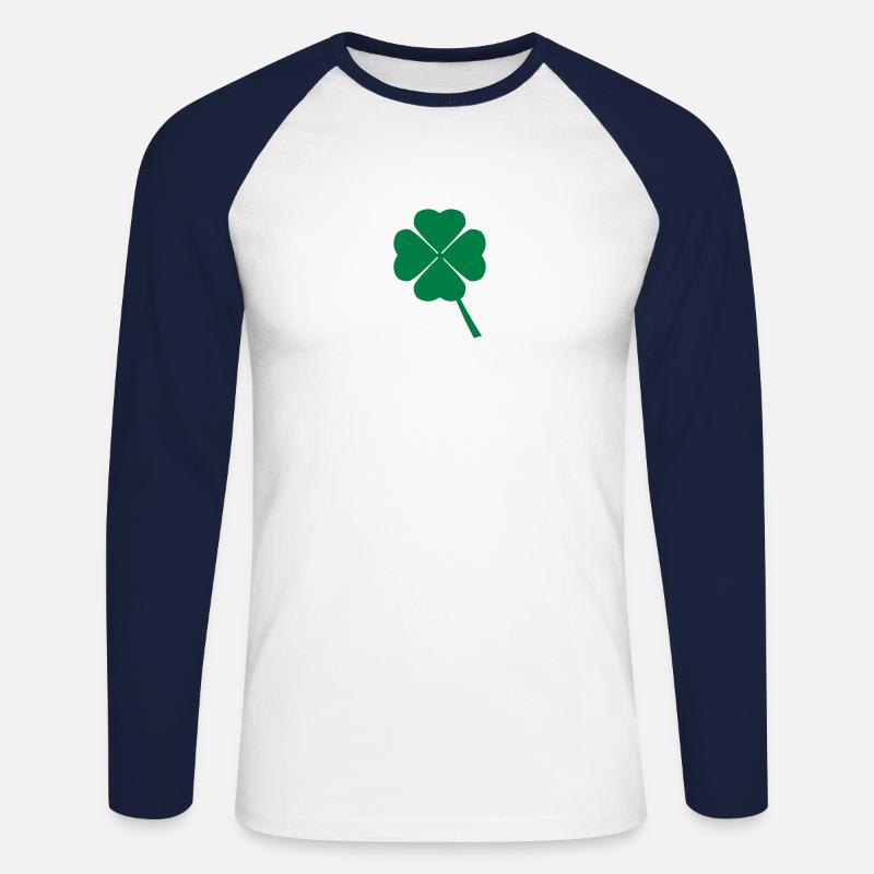Kleeblatt mit 4 Blättern - Unisex Baseballshirt langarm - Weiß/Navy
