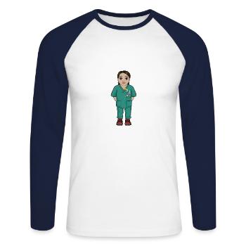 Uskan Leila - Unisex Baseballshirt langarm - Weiß/Navy - Vorne - Nik (191cm)