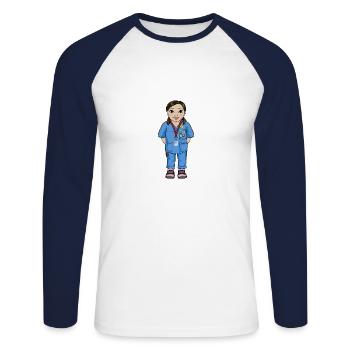 Uskan Mai - Unisex Baseballshirt langarm - Weiß/Navy - Vorne - Nik (191cm)