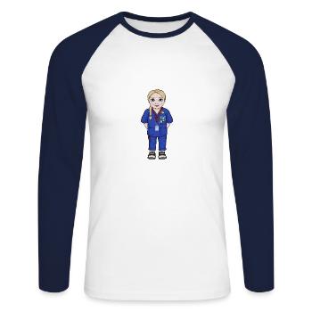 Uskan Greta - Unisex Baseballshirt langarm - Weiß/Navy - Vorne - Nik (191cm)