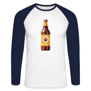 Bouteille de bière Mug Booze Enterrement de vie de garçon 2 - T-shirt baseball manches longues Homme - blanc/marine - Devant - Nik (191cm)