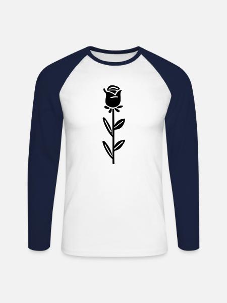 Pink Flower - Unisex Long Sleeve Baseball T-Shirt - white/navy