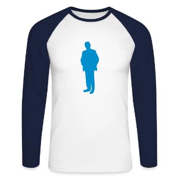 Silhouette Mann - Unisex Baseballshirt langarm - Weiß/Navy - Vorne - Nik (191cm)