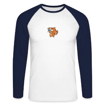Petit chaton d’école - T-shirt baseball manches longues Homme - blanc/marine - Devant - Nik (191cm)