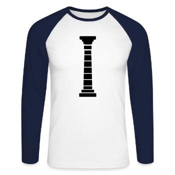 Colonne grecque - T-shirt baseball manches longues Homme - blanc/marine - Devant - Nik (191cm)
