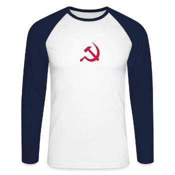 hammer and sickle / soviet union / russia - Unisex Baseballshirt langarm - Weiß/Navy - Vorne - Nik (191cm)