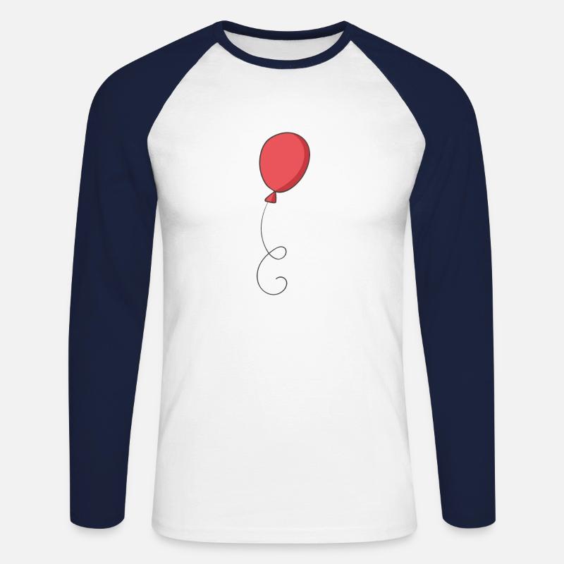 roter Luftballon - Unisex Baseballshirt langarm - Weiß/Navy