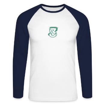 Number 3 - Unisex Long Sleeve Baseball T-Shirt - white/navy - Front - Nik (191cm)