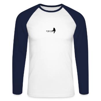 Graphique Mon chat est le patron - T-shirt baseball manches longues Homme - blanc/marine - Devant - Nik (191cm)