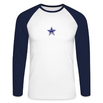 Humour électoral drôle démocrate - T-shirt baseball manches longues Homme - blanc/marine - Devant - Nik (191cm)