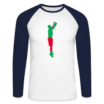 Alcool - T-shirt baseball manches longues Homme - blanc/marine - Devant - Nik (191cm)