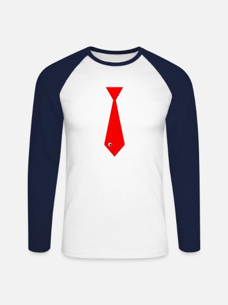 Goldfish tie - Unisex Long Sleeve Baseball T-Shirt - white/navy