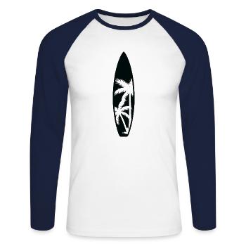 Surfer Surfboard Wassersport Wellenreiten - Unisex Baseballshirt langarm - Weiß/Navy - Vorne - Nik (191cm)
