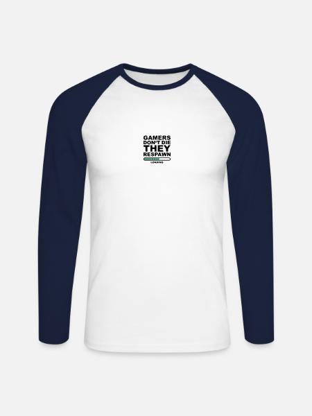 GamersDontTheTheyRespawn - Unisex Long Sleeve Baseball T-Shirt - white/navy