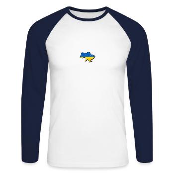 Ukraine - Unisex Baseballshirt langarm - Weiß/Navy - Vorne - Nik (191cm)
