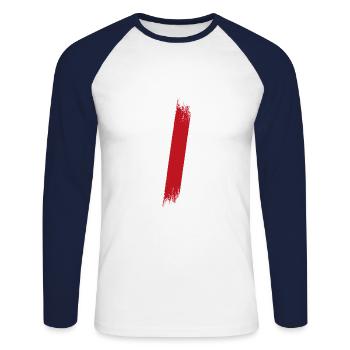 Peinture blob splash peinture peintre cadeau course rouge - T-shirt baseball manches longues Homme - blanc/marine - Devant - Nik (191cm)
