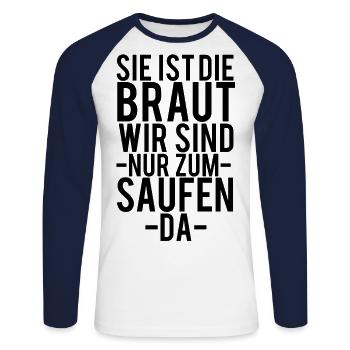 poule - T-shirt baseball manches longues Homme - blanc/marine - Devant - Nik (191cm)