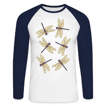 Sechs Libellen - Unisex Baseballshirt langarm - Weiß/Navy - Vorne - Nik (191cm)