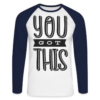 Motivation disant - T-shirt baseball manches longues Homme - blanc/marine - Devant - Nik (191cm)