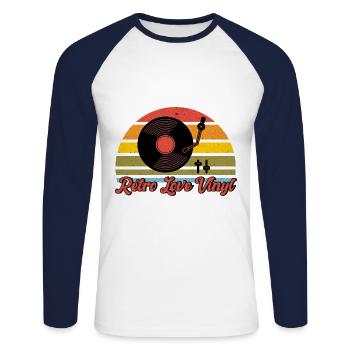 Collection de disques Vinyle Collector Vinyle - T-shirt baseball manches longues Homme - blanc/marine - Devant - Nik (191cm)