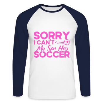 Sportfan Fußball Mama Sohn Geschenk - Unisex Baseballshirt langarm - Weiß/Navy - Vorne - Nik (191cm)