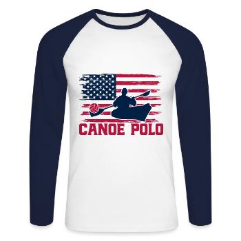 Canoë-polo Canoë-polo Jouer au canoë-polo Geschen - T-shirt baseball manches longues Homme - blanc/marine - Devant - Nik (191cm)