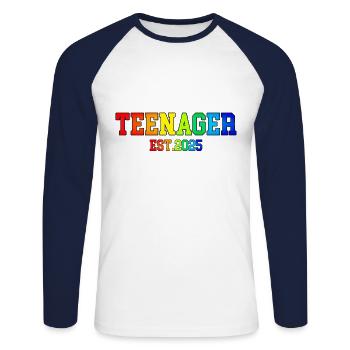 ADOLESCENT EST. 2025 - T-shirt baseball manches longues Homme - blanc/marine - Devant - Nik (191cm)