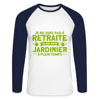 Garten Schrebergarten Gartenarbeit Geschenk - Unisex Baseballshirt langarm - Weiß/Navy - Vorne - Nik (191cm)