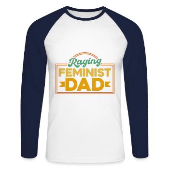 Empowerment of gender equality F - Unisex Long Sleeve Baseball T-Shirt - white/navy - Front - Nik (191cm)