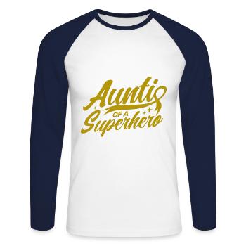 Childhood Cancer Education - Unisex Long Sleeve Baseball T-Shirt - white/navy - Front - Nik (191cm)