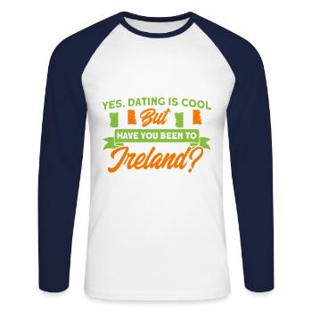 Irish Flag Ireland Irish Roots Gift - Unisex Long Sleeve Baseball T-Shirt - white/navy - Front - Nik (191cm)