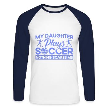 Mutter Sportfan Fußball Geschenk - Unisex Baseballshirt langarm - Weiß/Navy - Vorne - Nik (191cm)