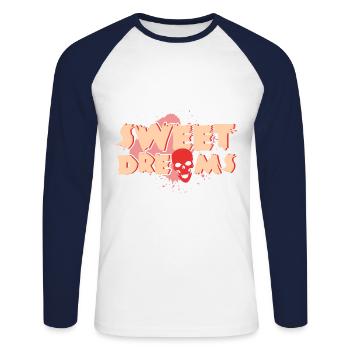 Gruselige Filme Horrorfilm Gruselfilm Geschenk - Unisex Baseballshirt langarm - Weiß/Navy - Vorne - Nik (191cm)