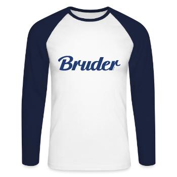 Brother dark blue 2024 - Unisex Long Sleeve Baseball T-Shirt - white/navy - Front - Nik (191cm)