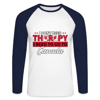 Drapeau canadien Cadeau racines canadiennes - T-shirt baseball manches longues Homme - blanc/marine - Devant - Nik (191cm)