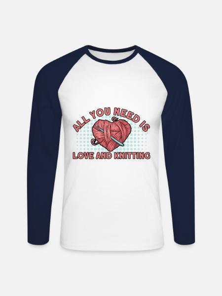 Knitting Knitting Lovers Knitting Gift - Unisex Long Sleeve Baseball T-Shirt - white/navy