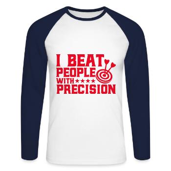 Dart Throw Dart Hobby Dartboard Gift - Unisex Long Sleeve Baseball T-Shirt - white/navy - Front - Nik (191cm)