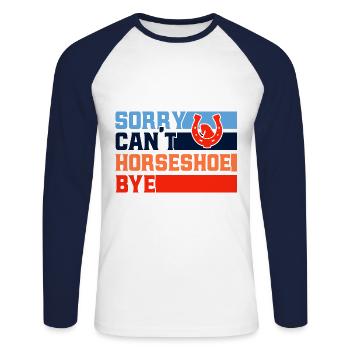 Hufeisen-Wurfspiel Hufeisen-Werfen Hufeisen-Werfen - Unisex Baseballshirt langarm - Weiß/Navy - Vorne - Nik (191cm)