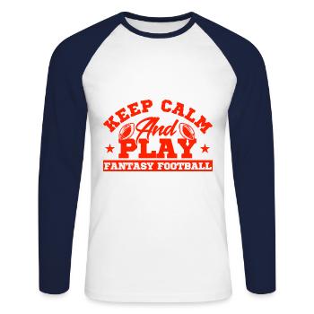 Fantasy Football Champion Draft Day Fantasy Footbal - T-shirt baseball manches longues Homme - blanc/marine - Devant - Nik (191cm)