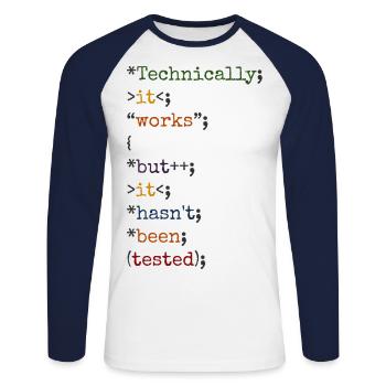 Software Ingenieur Informatiker Programmierer - Unisex Baseballshirt langarm - Weiß/Navy - Vorne - Nik (191cm)