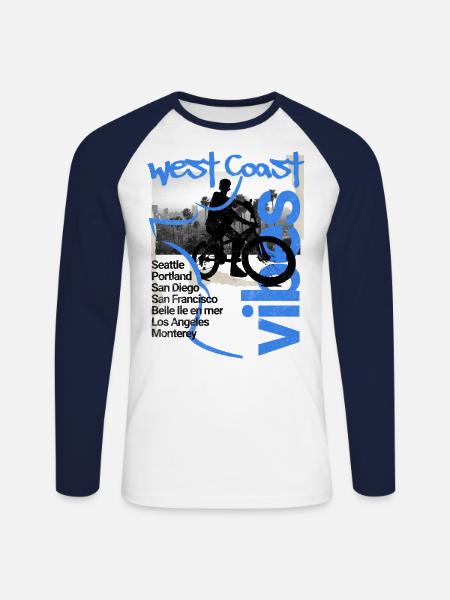 Westküsten-Vibes Belle Ile - Unisex Baseballshirt langarm - Weiß/Navy