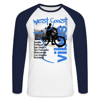 West Coast Vibes Noirmoutier - Unisex Long Sleeve Baseball T-Shirt - white/navy - Front - Nik (191cm)