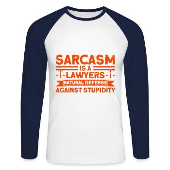 Law Student Lawyer Lawyer Gift - Unisex Long Sleeve Baseball T-Shirt - white/navy - Front - Nik (191cm)