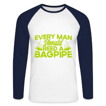 Bagpipes Bagpipes Bagpipes Gift - Unisex Long Sleeve Baseball T-Shirt - white/navy - Front - Nik (191cm)