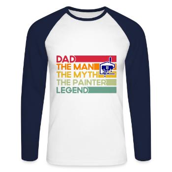 Farbe mischen Dekorateur Bautenmaler Geschenk - Unisex Baseballshirt langarm - Weiß/Navy - Vorne - Nik (191cm)